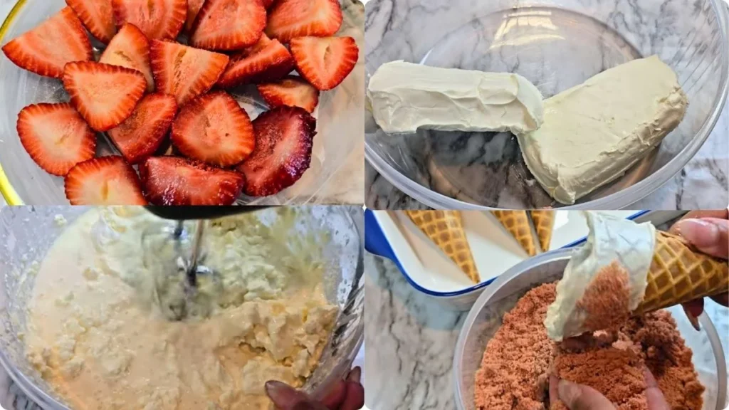Step by step Cheesecake Almond Cone Recipe